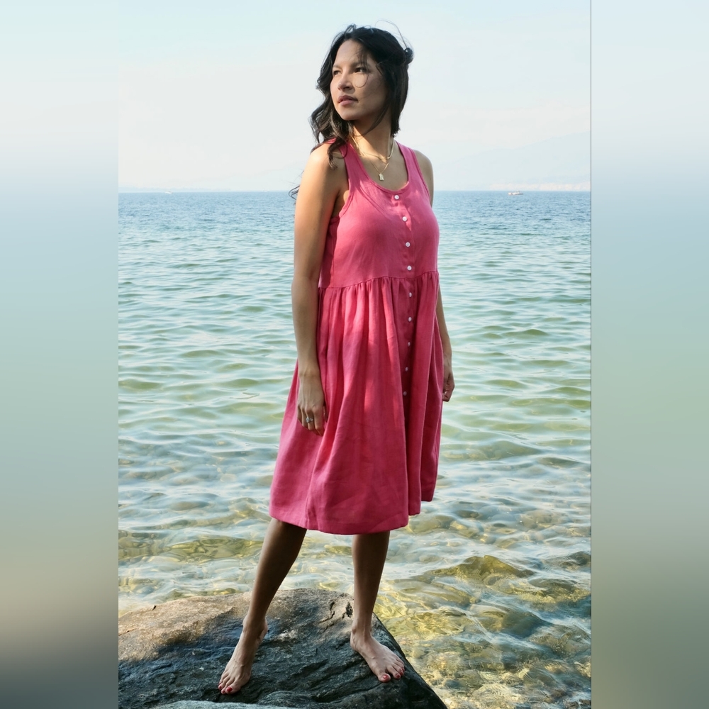 Beaton Linen Gather Dress